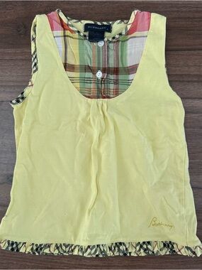 Girls Burberry Yellow Nova Check Tank Top | Designer Kids | Size (3)